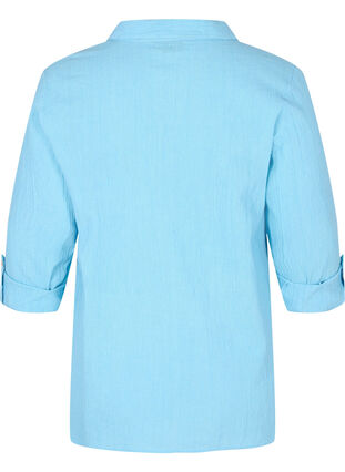 Bluse med 3/4-ermer og knapper, Alaskan Blue, Packshot image number 1