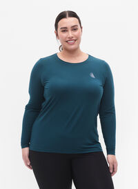 Langarmet trening skjorte, Deep Teal, Model