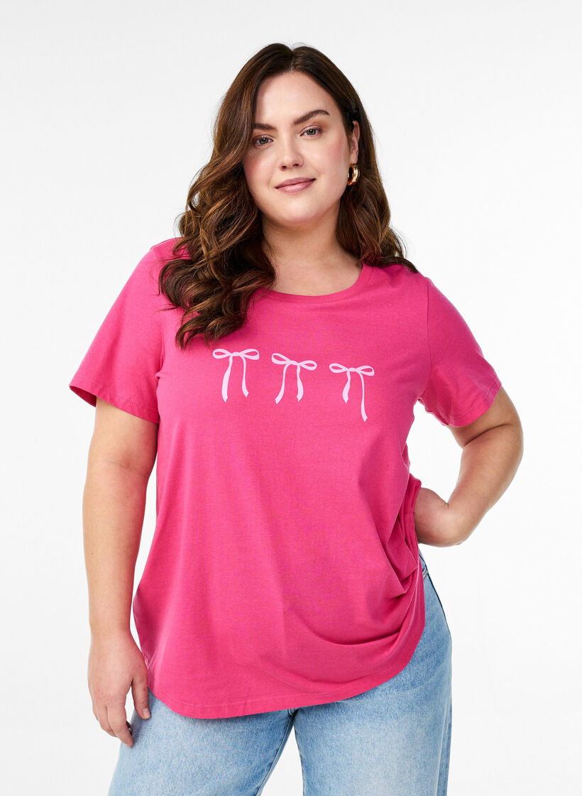 Bomulls-t-skjorte med motiv, Raspberry w. Bows, Model image number 0