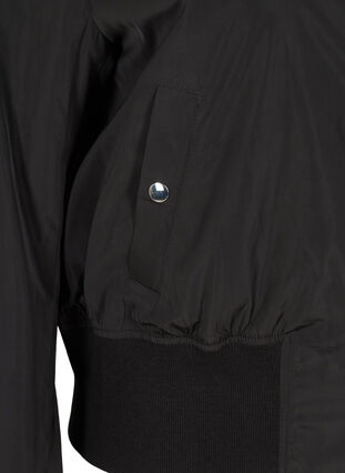 Bomberjakke med lommer og ribb, Black, Packshot image number 3