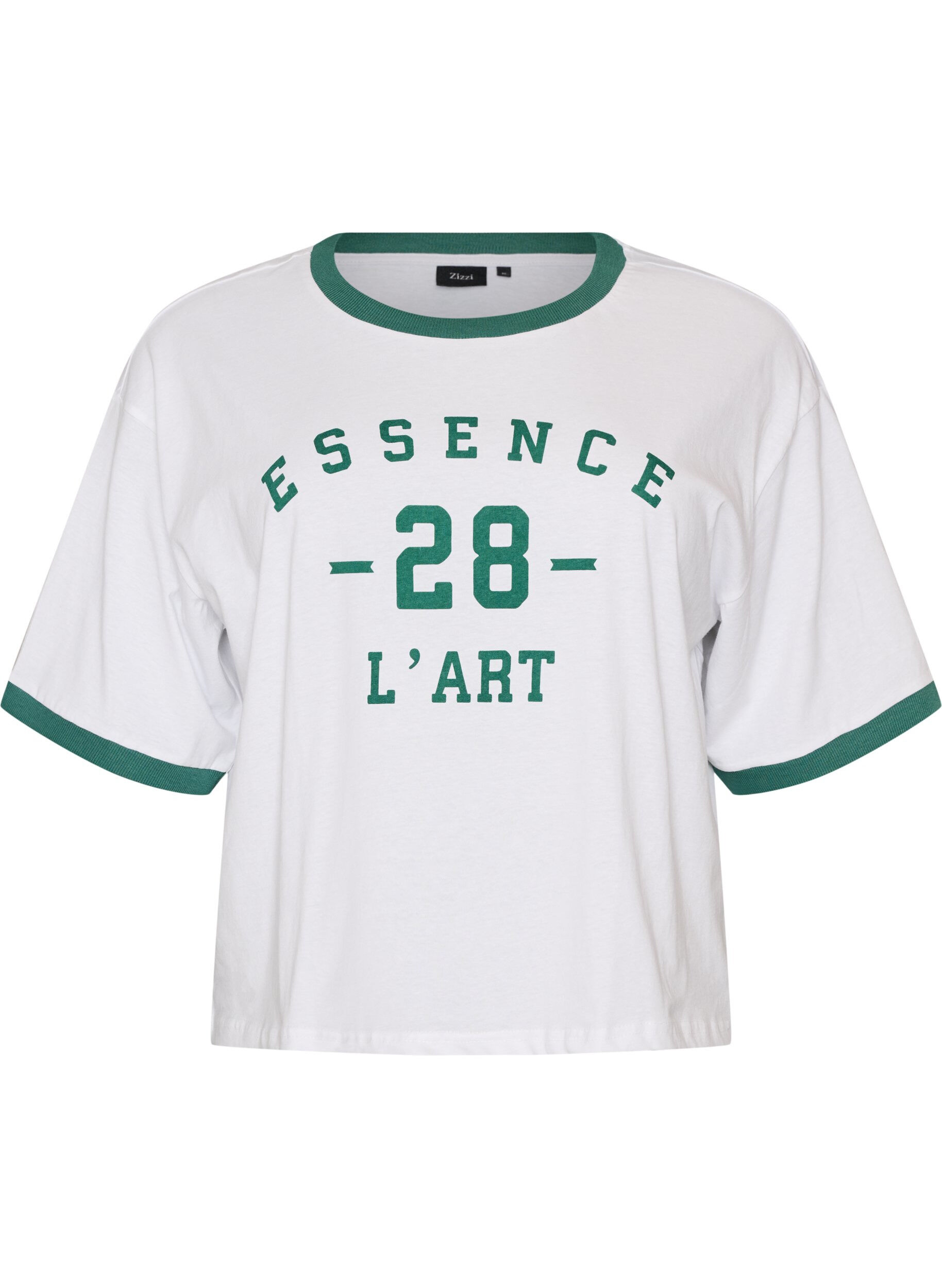 Bomulls T-skjorte med teksttrykk og boxy fit