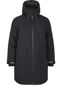 Praktisk vinterjakke med hette og lommer, Svart Praktisk vinterjakke med hette og lommer