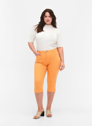 Tettsittende Emily capribukser, Mock Orange, Model image number 0