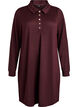 Kort poloskjole med knapper og lange ermer, Mørk Bordeaux, Packshot image number 0