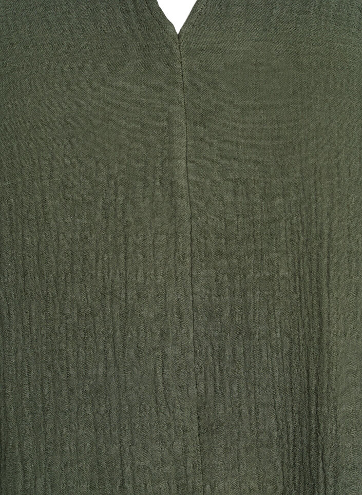 Bomullsmuslin tunika med korte ermer, Grønn, Packshot image number 2