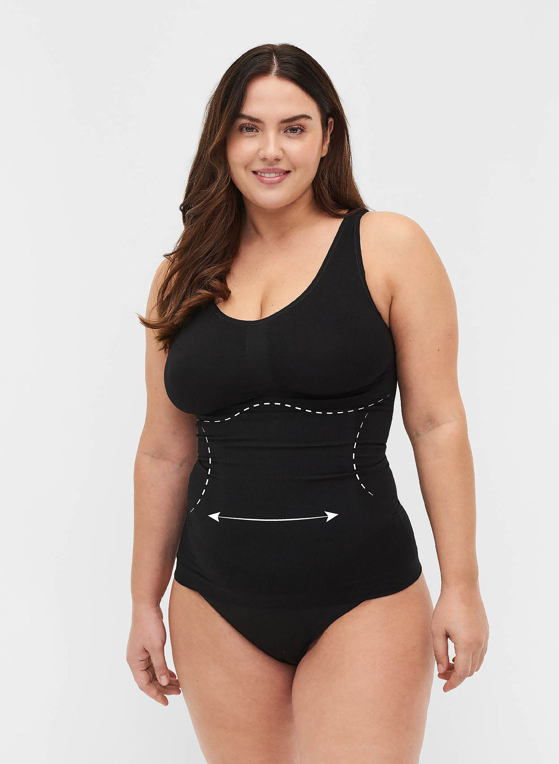 Shapewear topp med brede stropper, Svart, Model