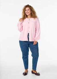Mille mom-fit jeans med broderi, Blå Mille mom-fit jeans med broderi, Blå, Model