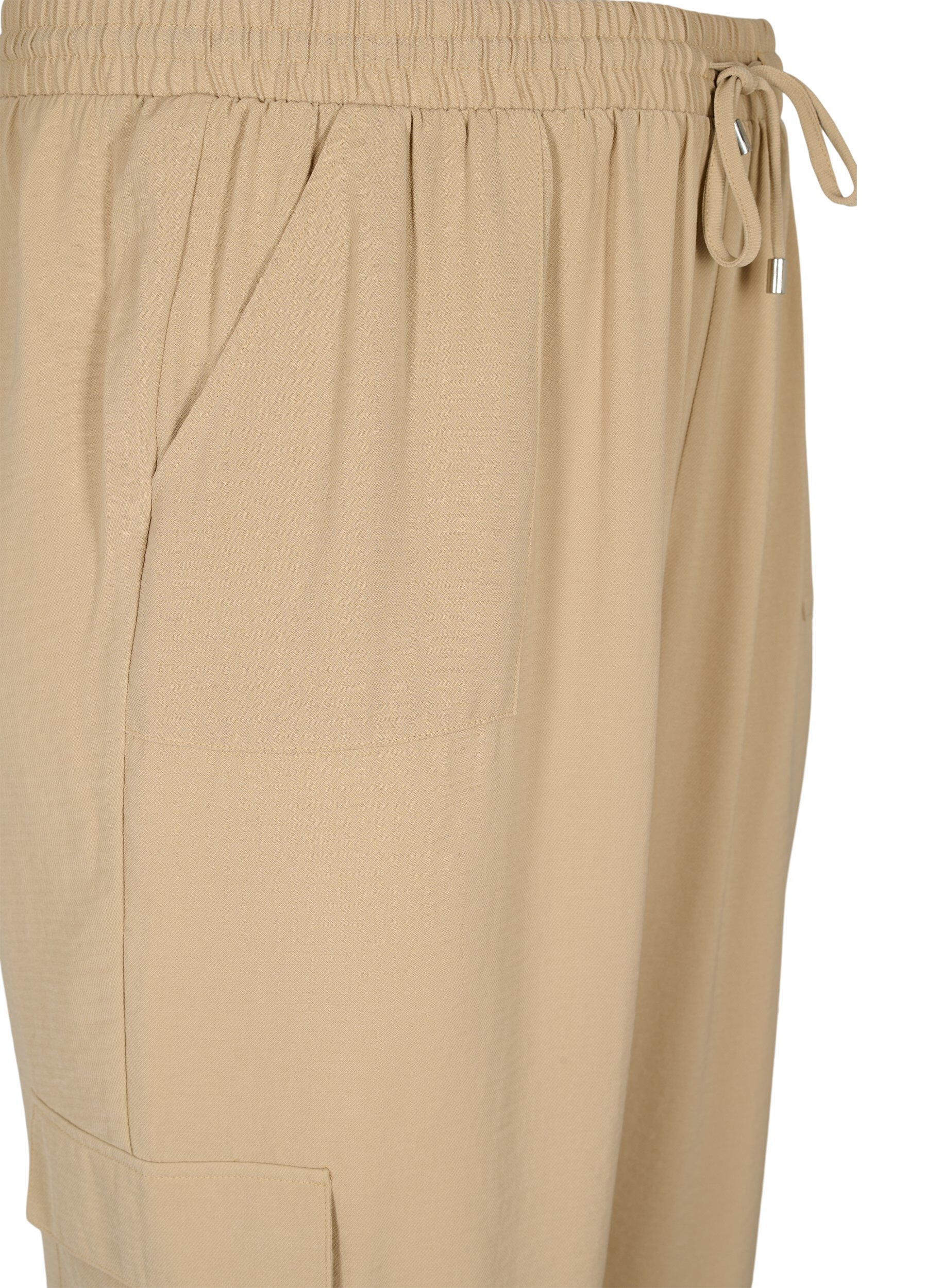 ZizziEnsfargede bukser med store lommer, Nomad, Packshot image number 2