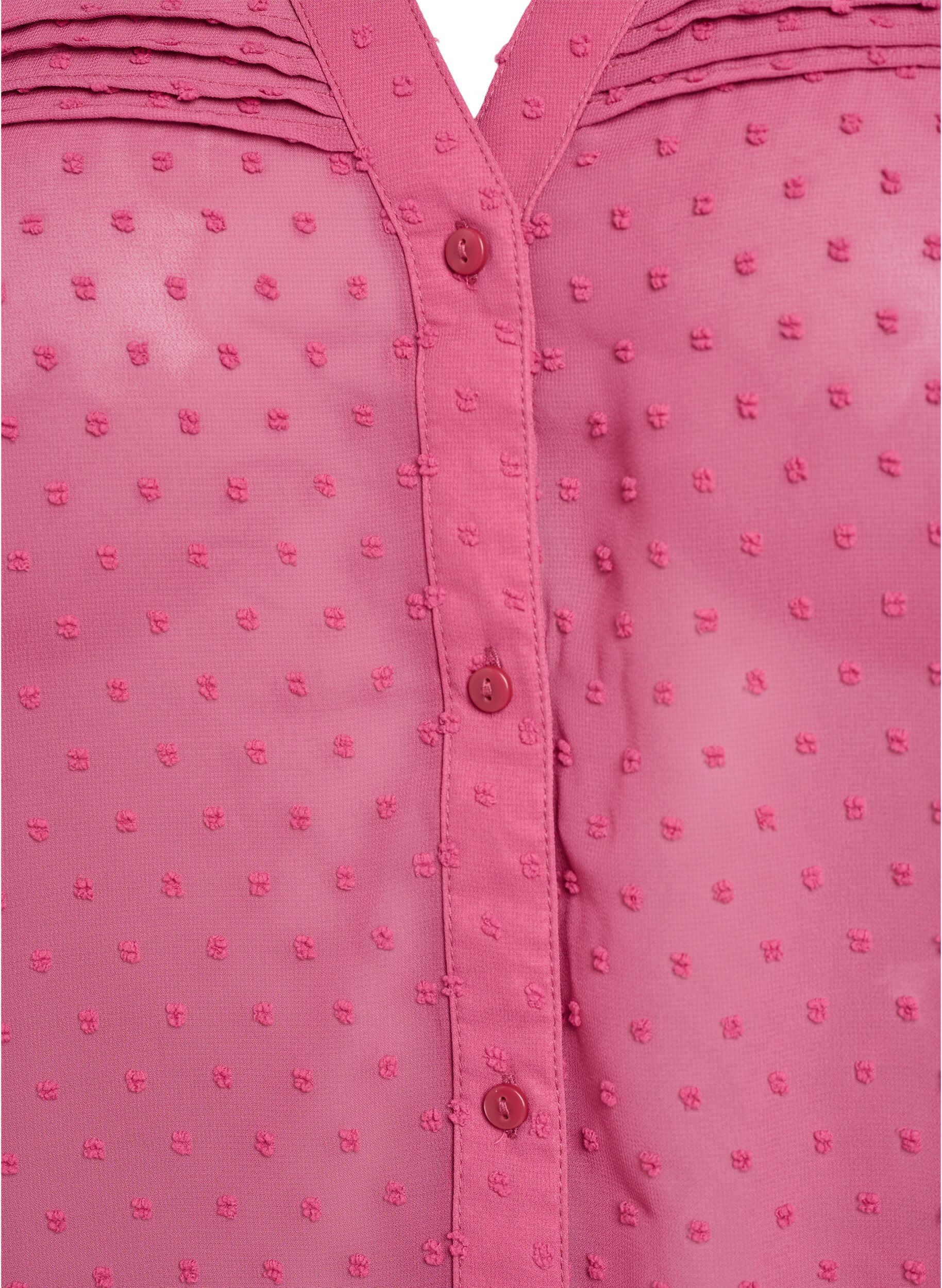 Zizzi Kortermet skjortebluse med prikket tekstur, Rosa, Packshot image number 2