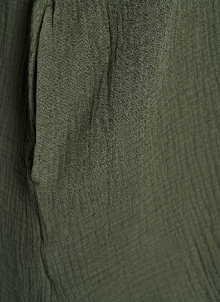 Bomullsmuslin tunika med korte ermer, Grønn, Packshot image number 3