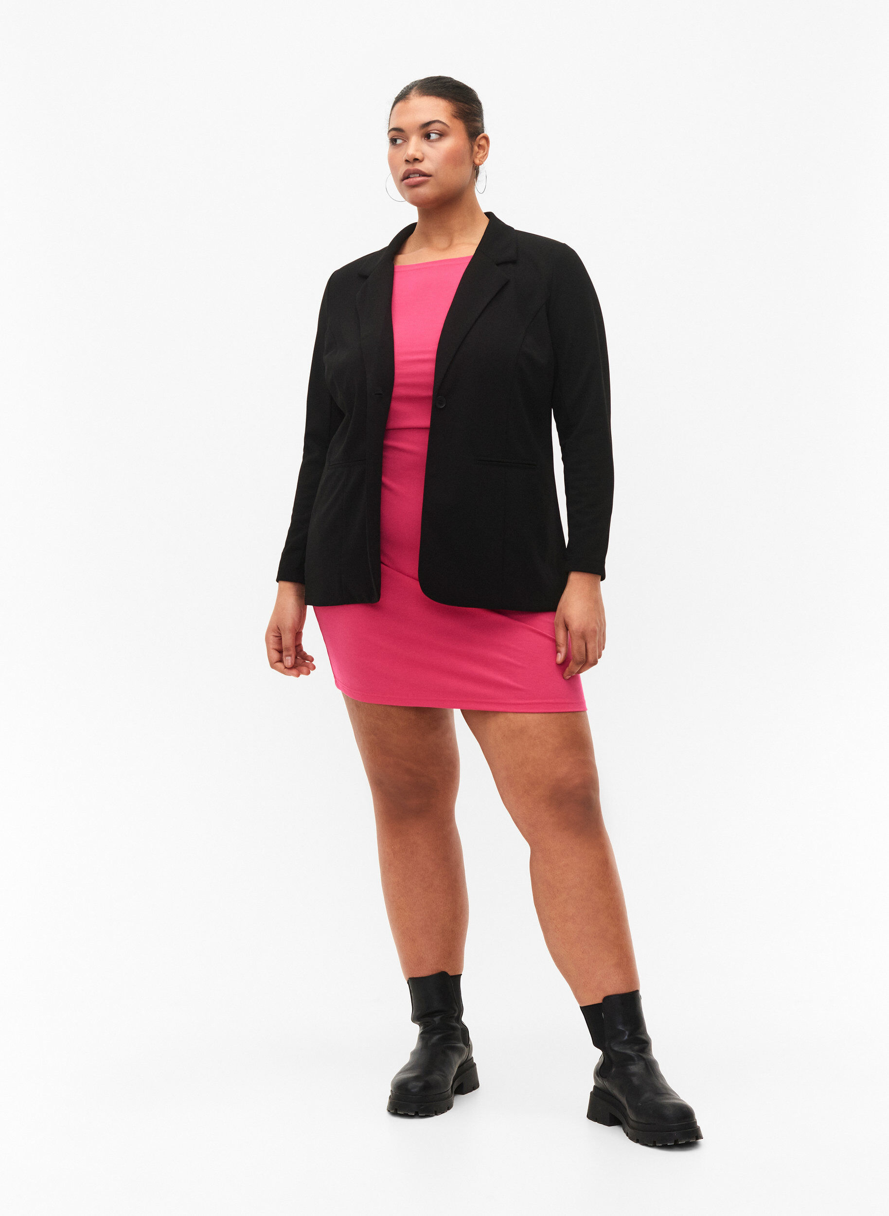 Zizzi Blazer med lommer, Black, Model image number 2