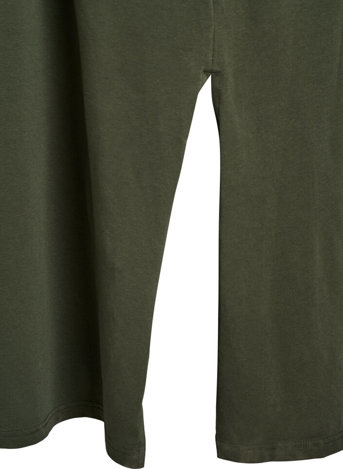 Midikjole i bomull med korte ermer, Grønn, Packshot image number 3