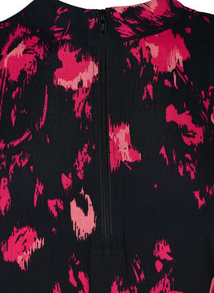 Langermet viskosetunika med glidelås og mønster, Black Pink AOP, Packshot image number 2