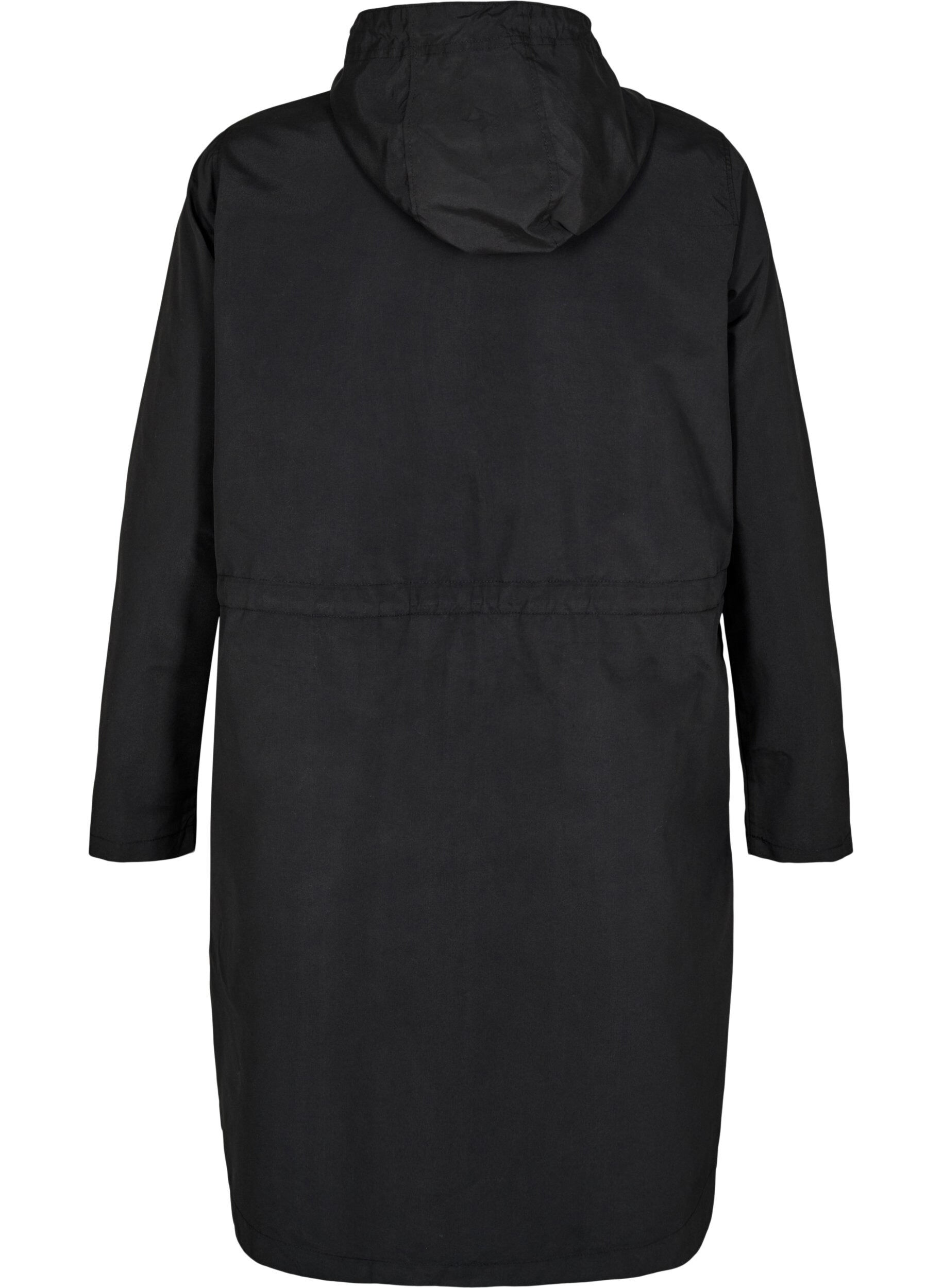 Zizzi FLASH - Vannavst&oslash;tende parkas med hette, Svart, Packshot image number 1