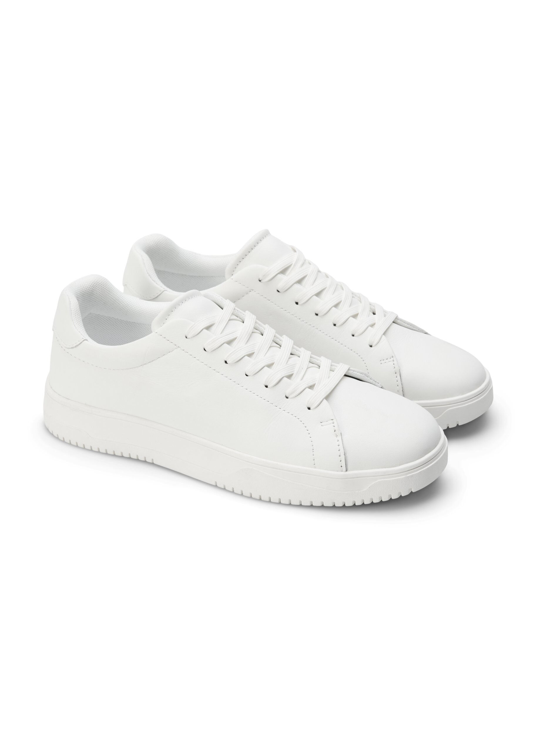 Zizzi Wide fit sneakers i skinn, White, Packshot image number 3