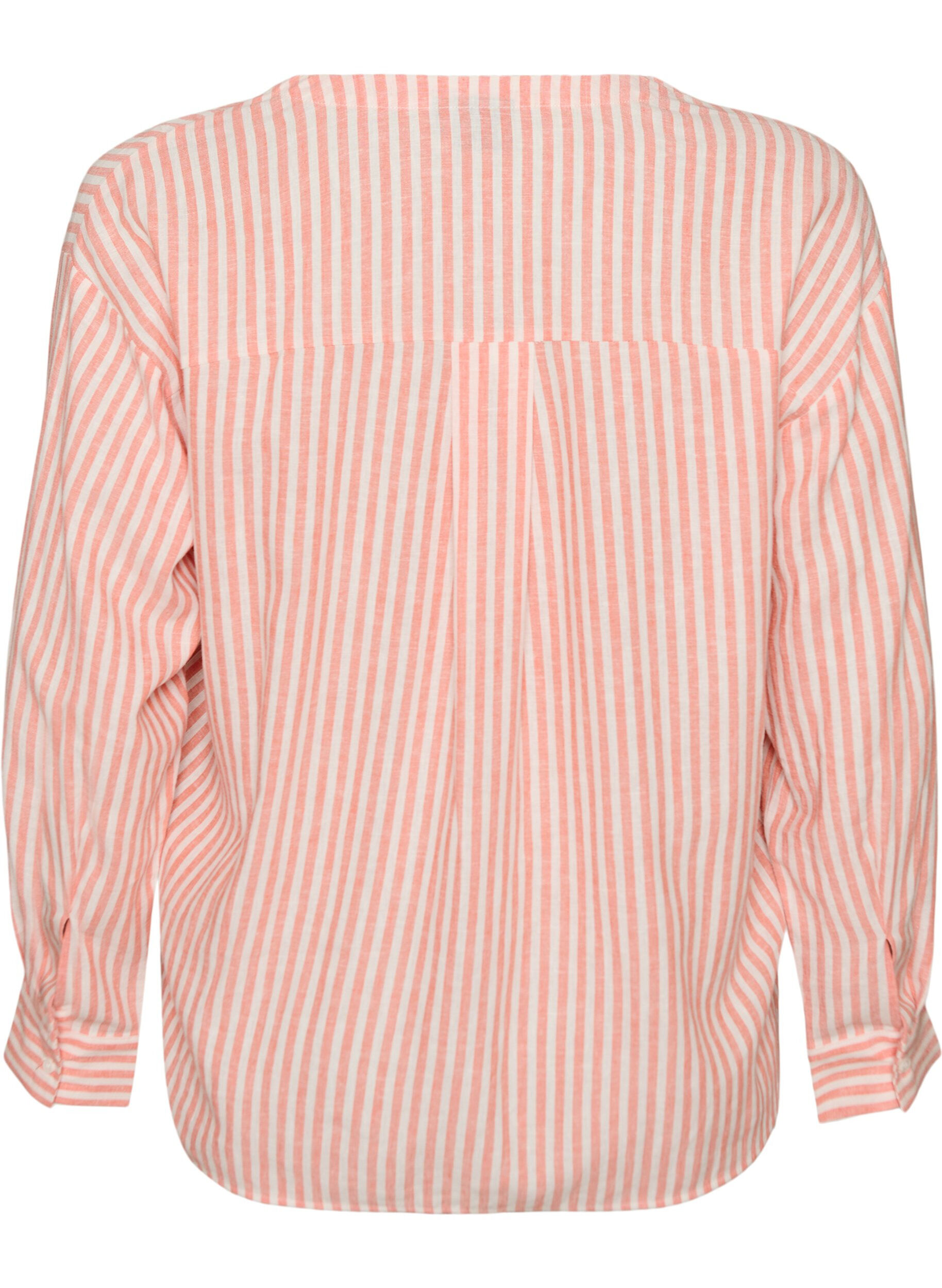 ZizziBluse i lin og viskose med V-hals, Orange, Packshot image number 1