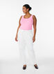 Ensfarget basic topp i bomull, Rosa, Model image number 1