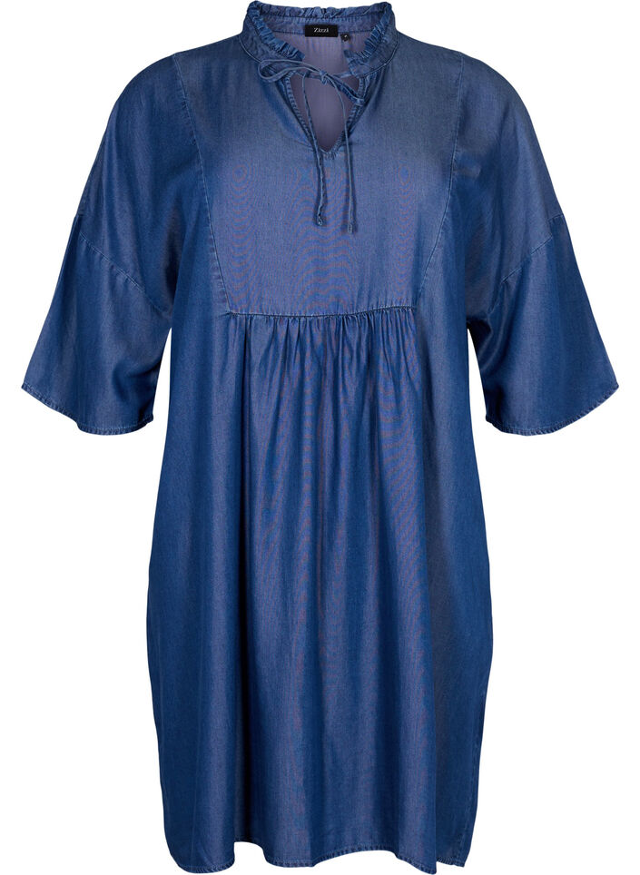 Kjole med 3/4-ermer i lyocell (TENCEL™), Blue denim, Packshot image number 0