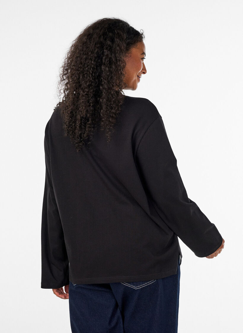 Basis T-skjorte med lange ermer, Svart, Model image number 2