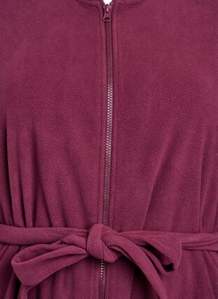 Zizzi Morgenkåpe med glidelås og hette, Mørk Bordeaux, Packshot image number 2