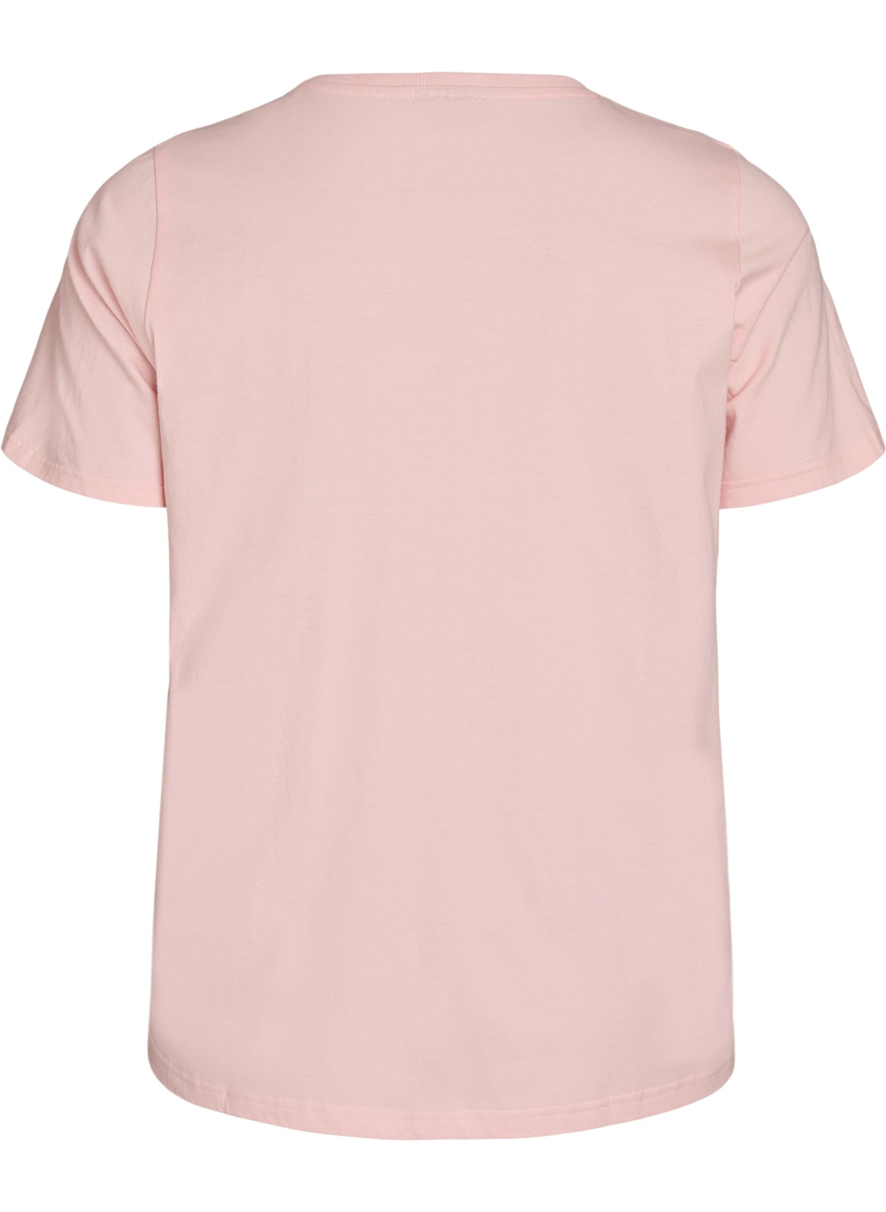 ZizziT-skjorte i &oslash;kologisk bomull med fronttrykk, Rosa, Packshot image number 1