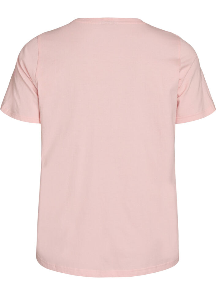 T-skjorte i &oslash;kologisk bomull med fronttrykk, Rosa, Packshot image number 1