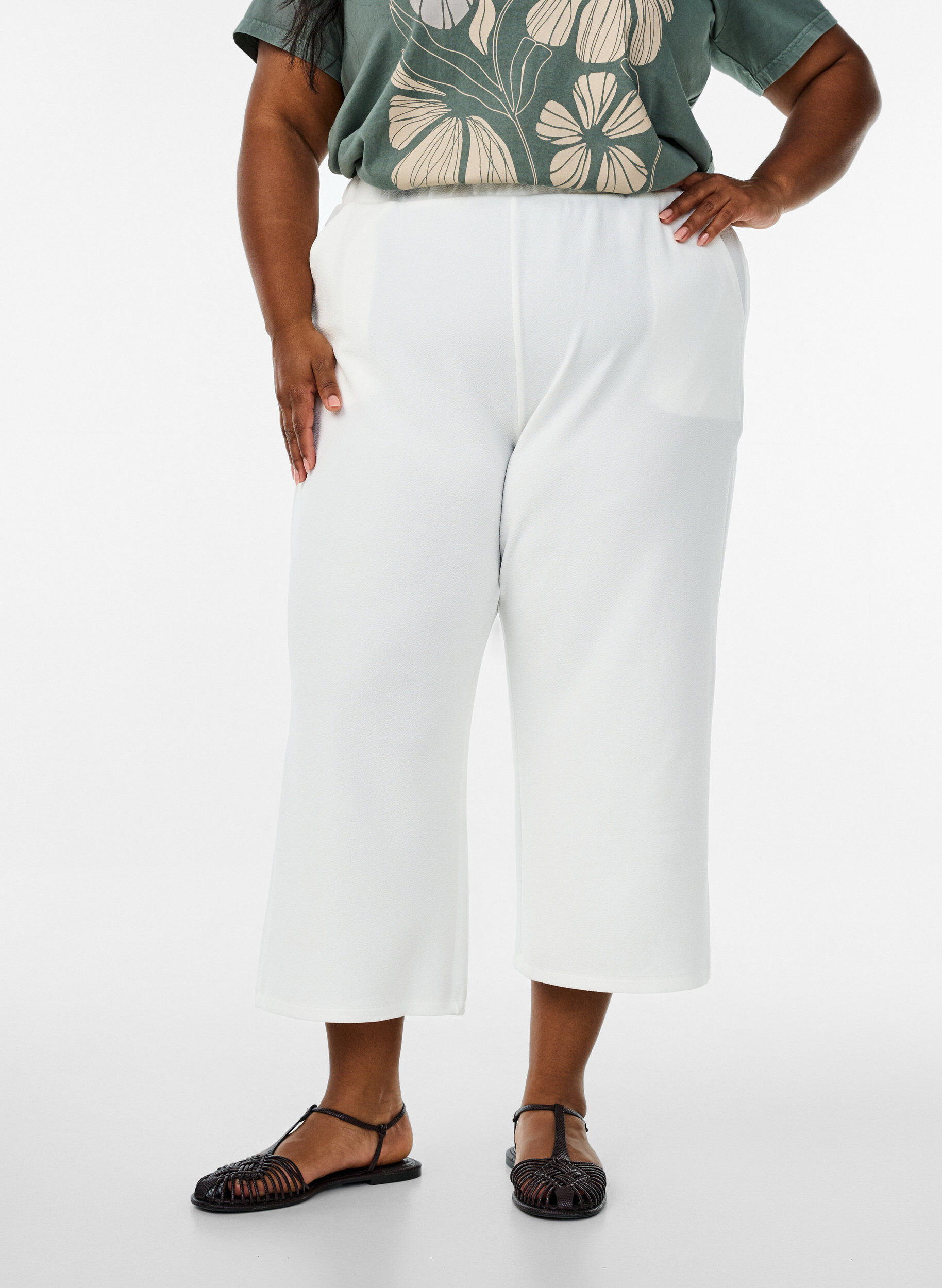 ZizziLoose fit bukser med 7/8 lengde, Hvit, Model image number 2