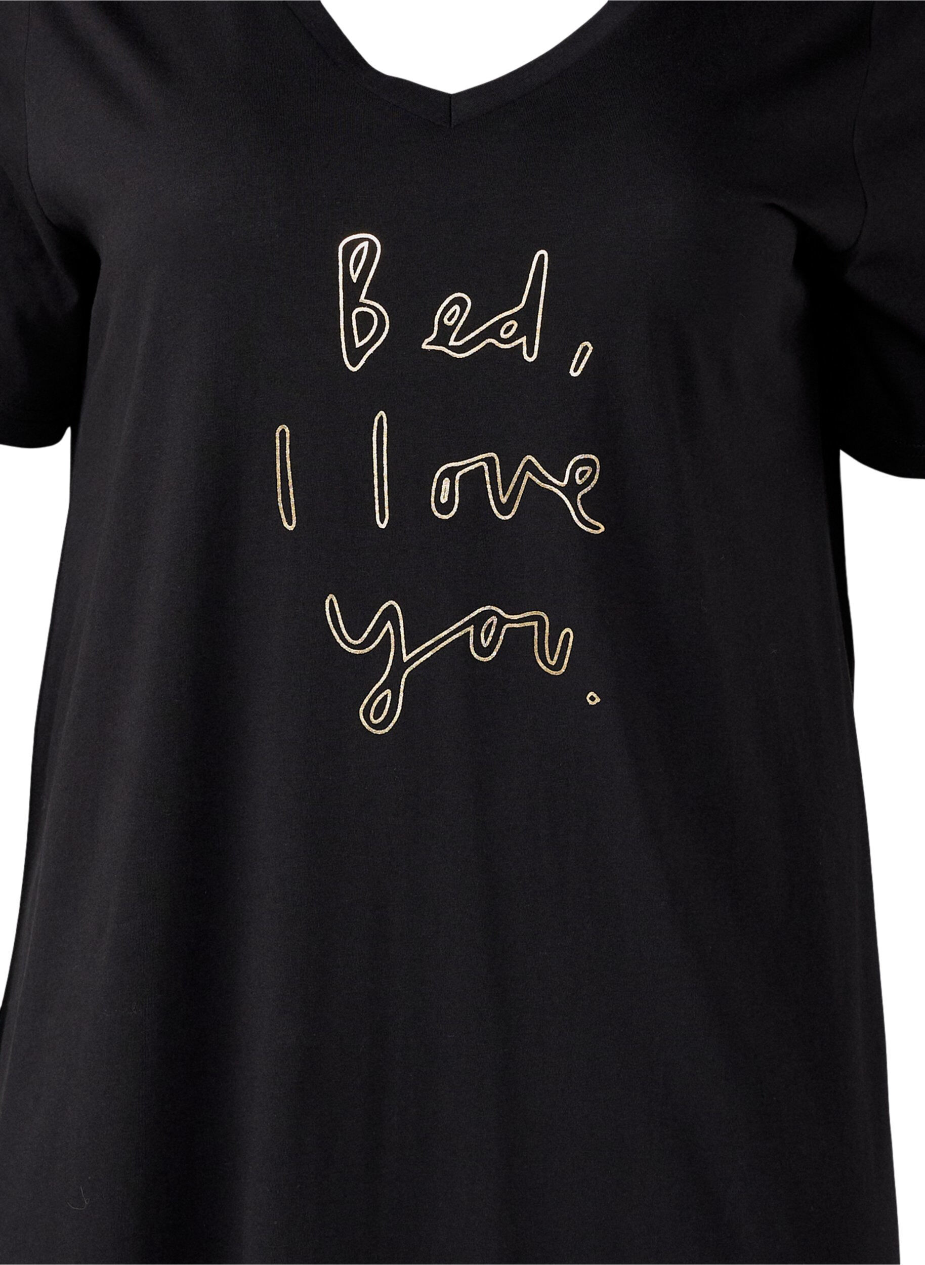 Zizzi Nattkjole i &oslash;kologisk bomull med V-hals, , Packshot image number 2