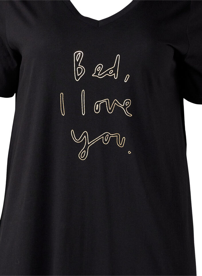 Nattkjole i &oslash;kologisk bomull med V-hals, , Packshot image number 2