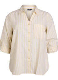 Skjorte i lin og viskose med 3/4 ermer, Sunlight Wh.Stripe