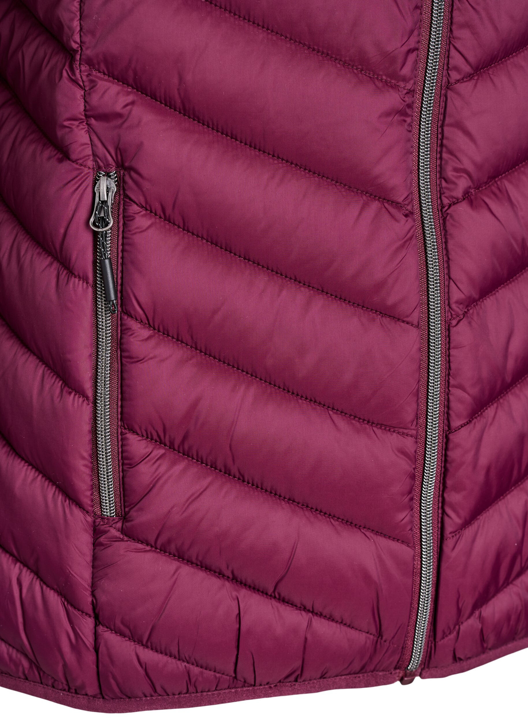 ZizziLett jakke med hette, M&oslash;rk Bordeaux, Packshot image number 3