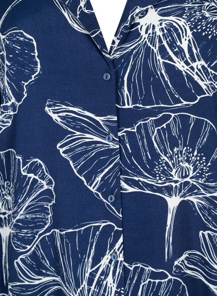 Skjorte i viskose med blomstertrykk og lange ermer, Navy B./Big Fl.AOP, Packshot image number 2