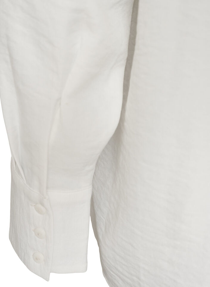 Loose fit skjorte med V-hals, Hvit, Packshot image number 3