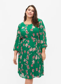 Mønstrete plissékjole med knyting, Jolly Green Flower, Model