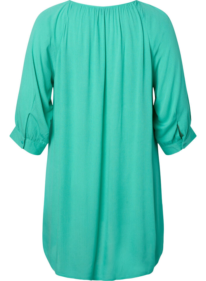 Tunika i viskose med 3/4-ermer, Turquoise, Packshot