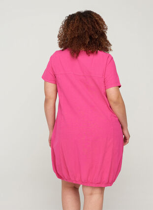 Kortermet kjole i bomull, Fuchia Purple, Model image number 1