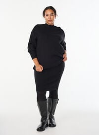 Kort strikket skjørt med en bred linning, Svart Kort strikket skjørt med en bred linning, Svart, Model