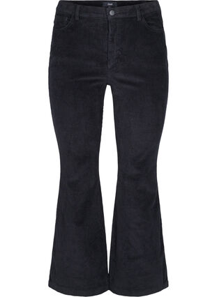 Fløyelsbukse med bootcut, Black, Packshot image number 0