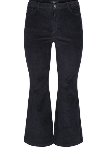 Fløyelsbukse med bootcut, Black, Packshot image number 0