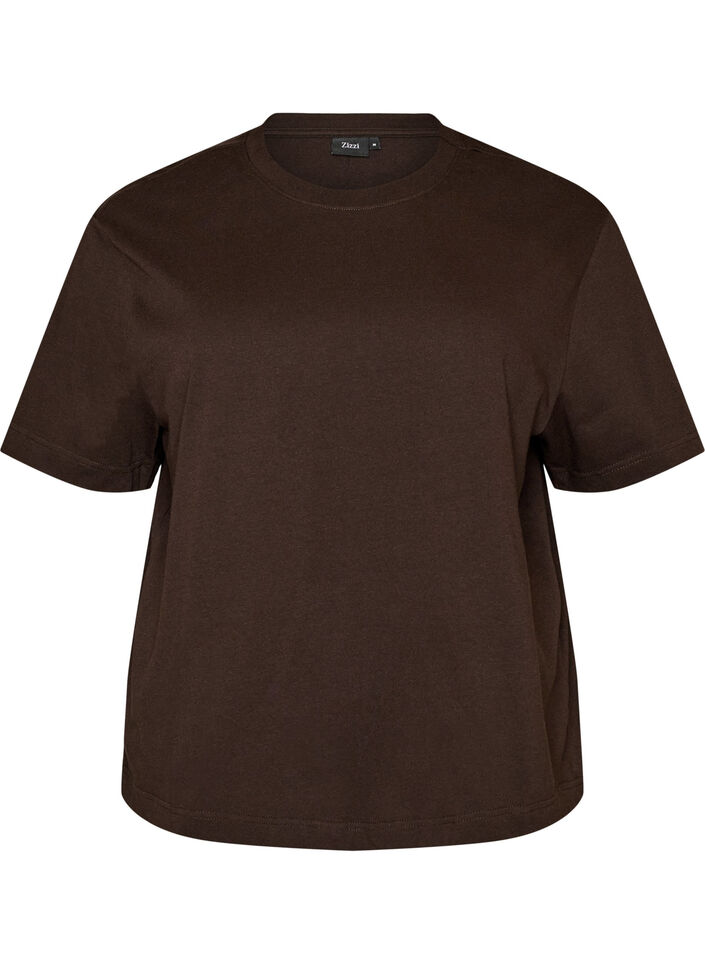 Boxy bomulls T-skjorte, Brun, Packshot image number 0