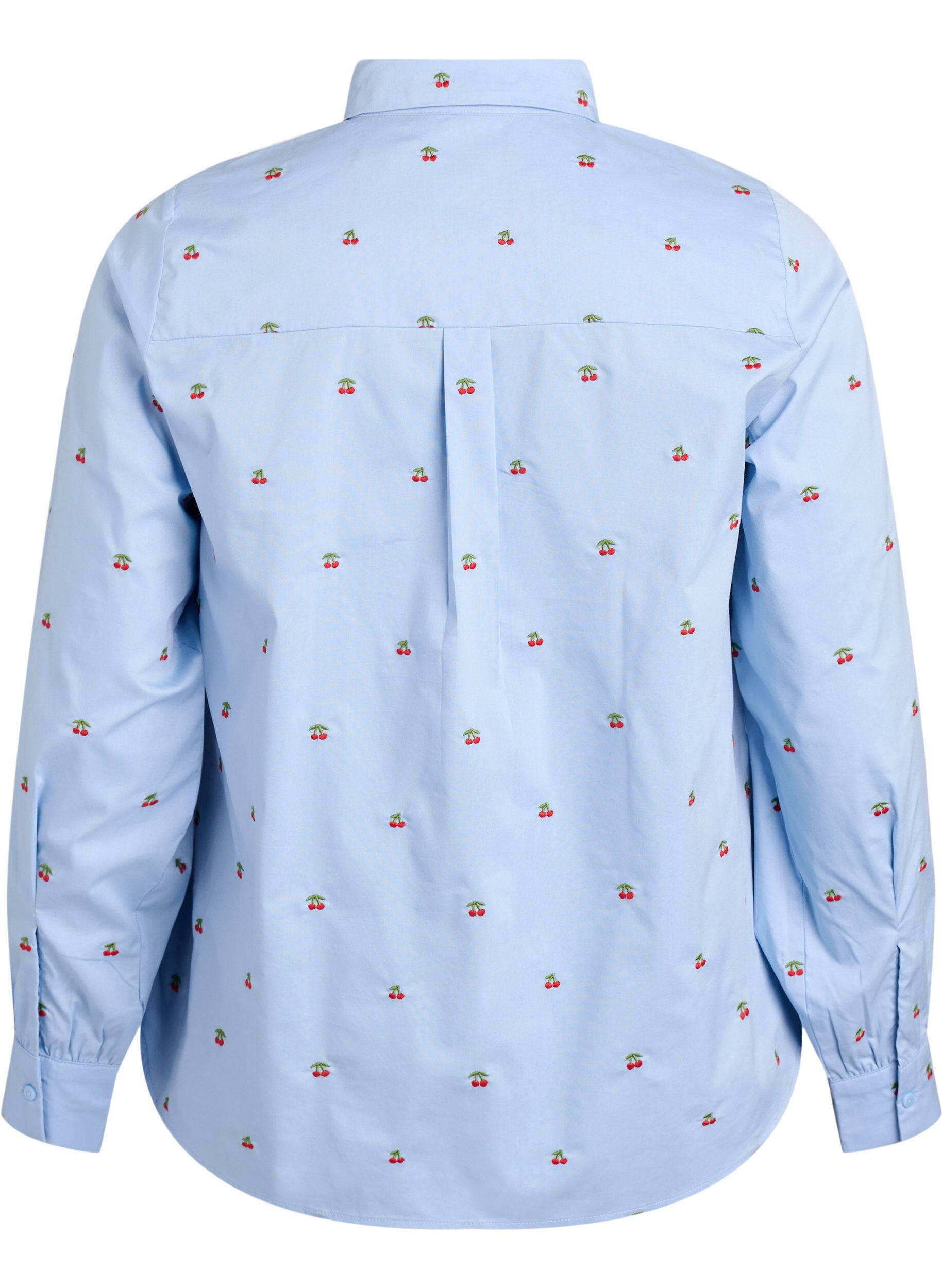 ZizziSkjorte med broderte kirseb&aelig;r, Bl&aring;, Packshot image number 1