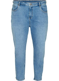 Cropped mom fit jeans med høyt liv, Light blue denim