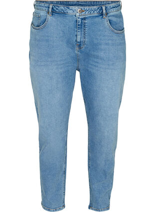 Cropped mom fit jeans med høyt liv, Light blue denim, Packshot image number 0