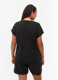Kortermet trenings T-skjorte med mønster, Black/Pink Print, Model