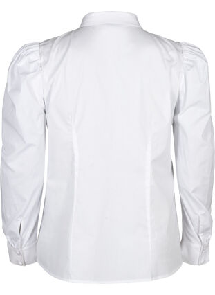 Bomullsskjorte med puffermer, Bright White, Packshot image number 1