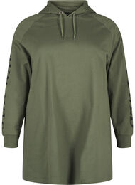 Oversize sweatshirt med print på ermene, Thyme w. Black