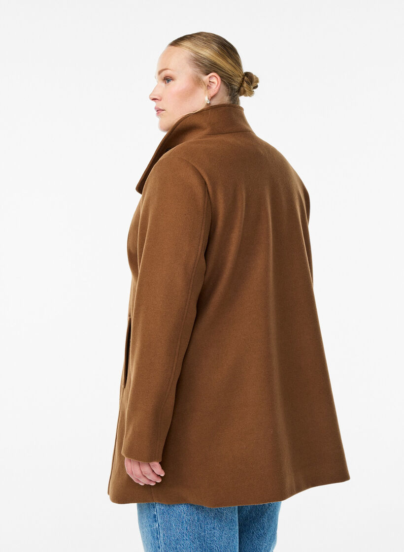 Kort k&aring;pe med A-linjesnitt, Brun, Model image number 2