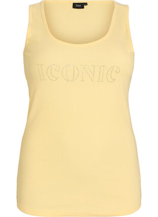 Zizzi Singlet med strass og smal passform, Gul, Packshot image number 0