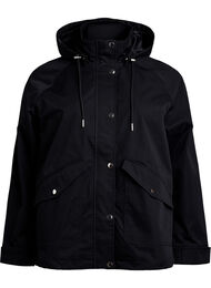 Kort vårjakke med avtagbar hette, Black