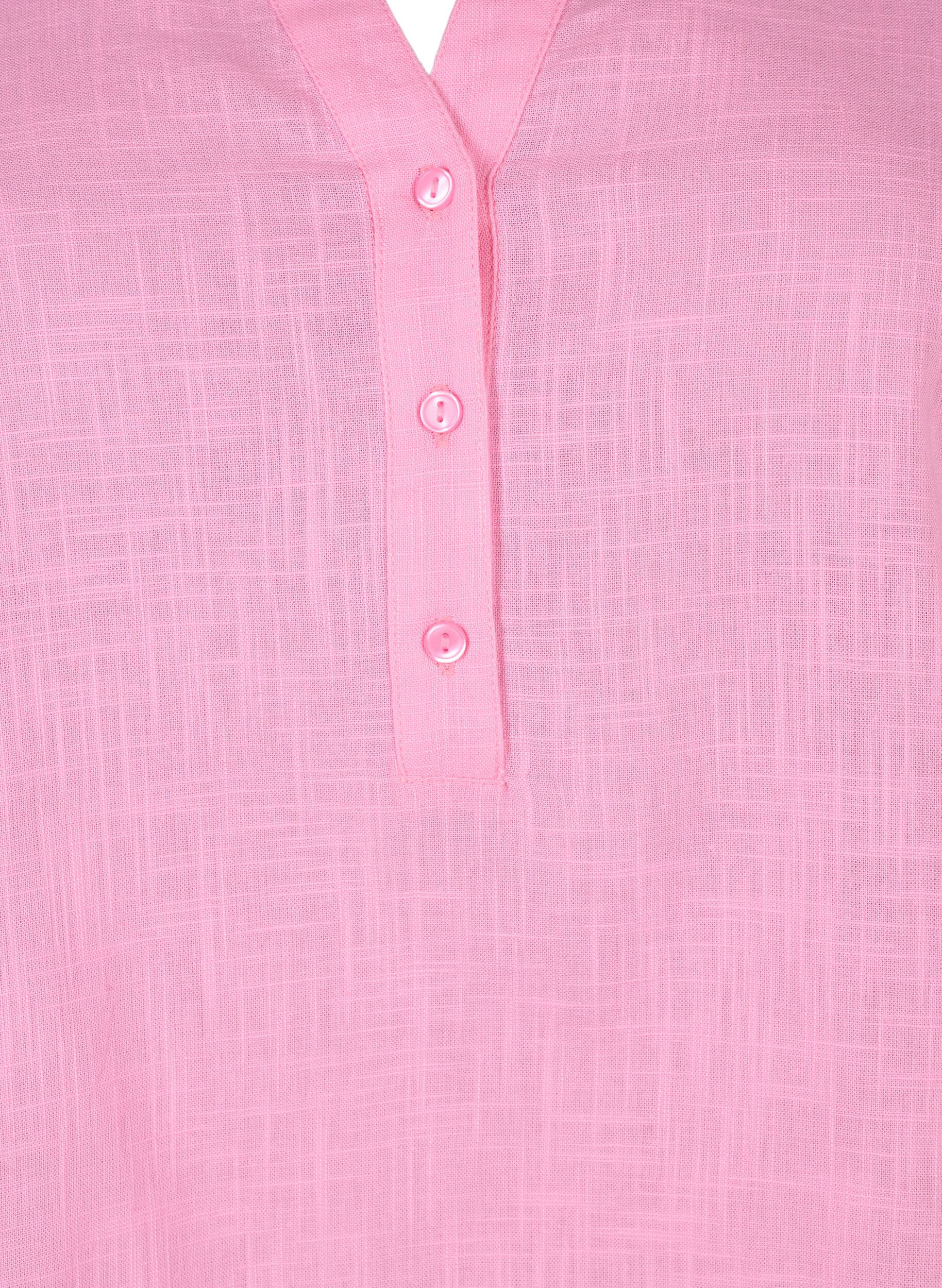 Zizzi Bomullsbluse med V-hals, Rosebloom, Packshot image number 2